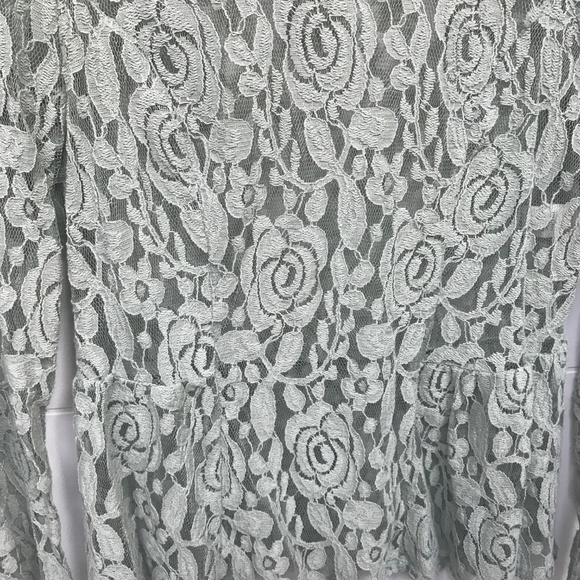 LC Lauren Conrad Runway Mint Green Lace Peplum Top - Picture 4 of 4